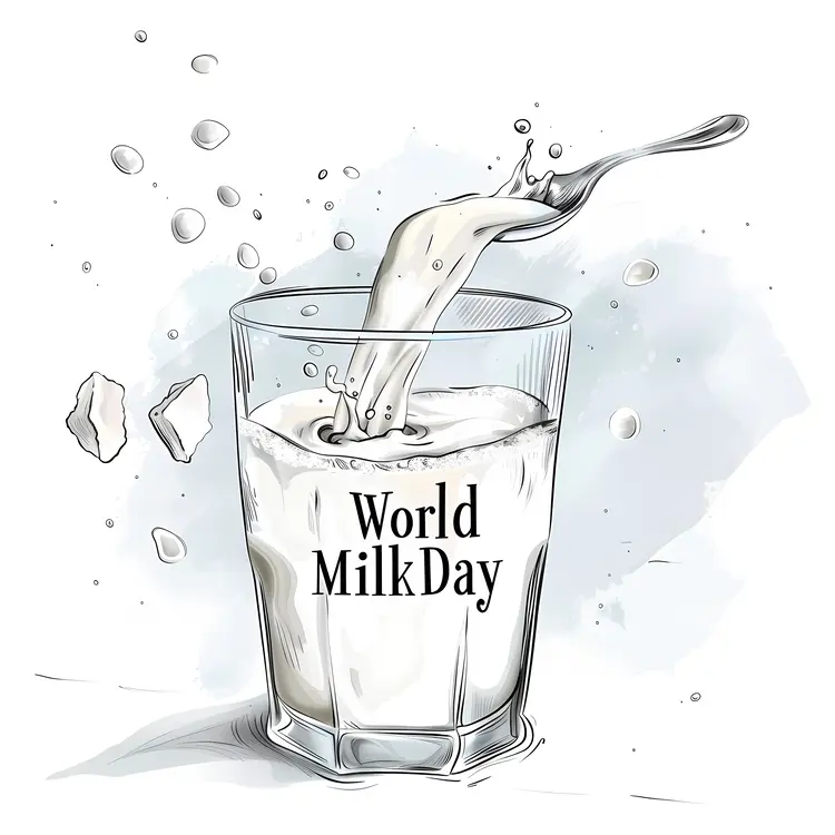 Glass of Milk Splashing for World Milk Day