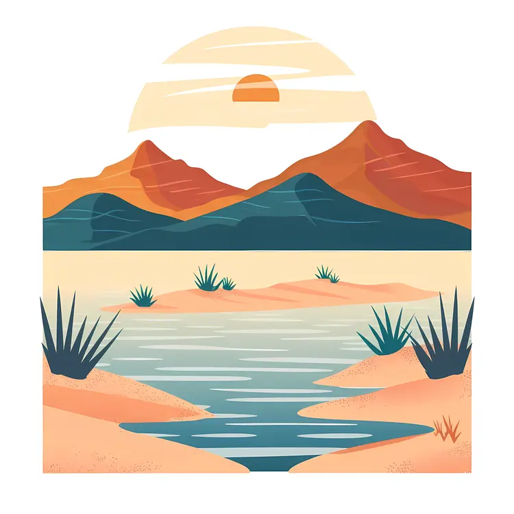 Desert Mountain Landscape at Sunset