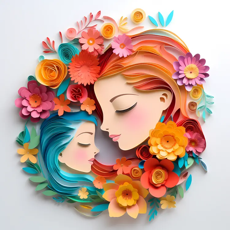 Mother and Child Surrounded by Flowers