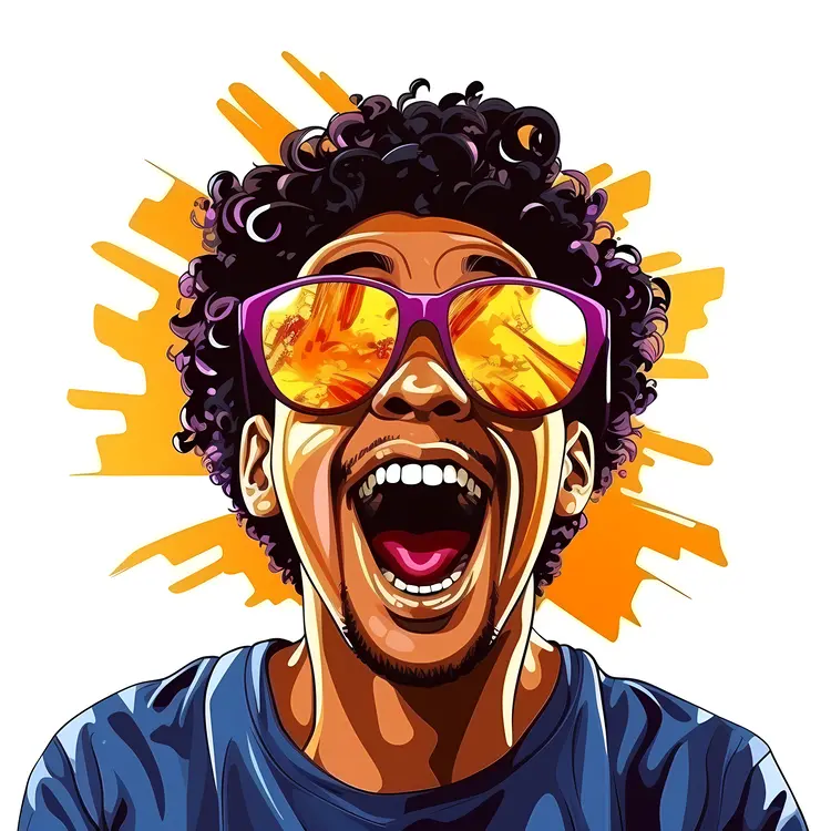 Joyful Cartoon Man with Sunglasses