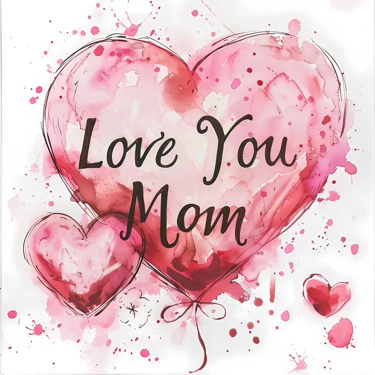 Love You Mom Watercolor Card
