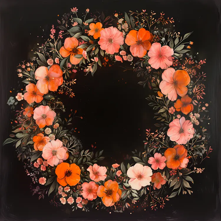 Elegant Floral Wreath with Orange Flowers
