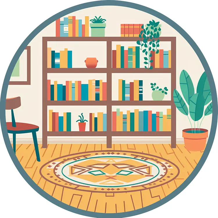 Cozy Indoor Bookshelf with Plants