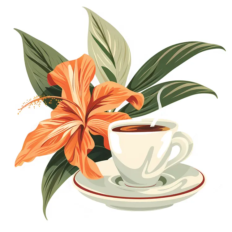 Cup of Coffee with Orange Flower