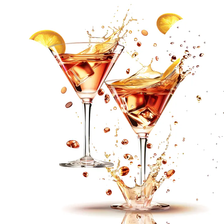 Refreshing Cocktail Glasses with Lemon Slices