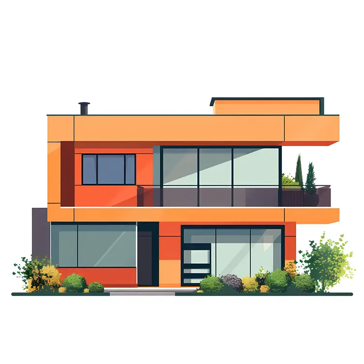 Modern Two-Story House with Garden