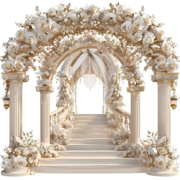Grand Floral Arch with Golden Accents