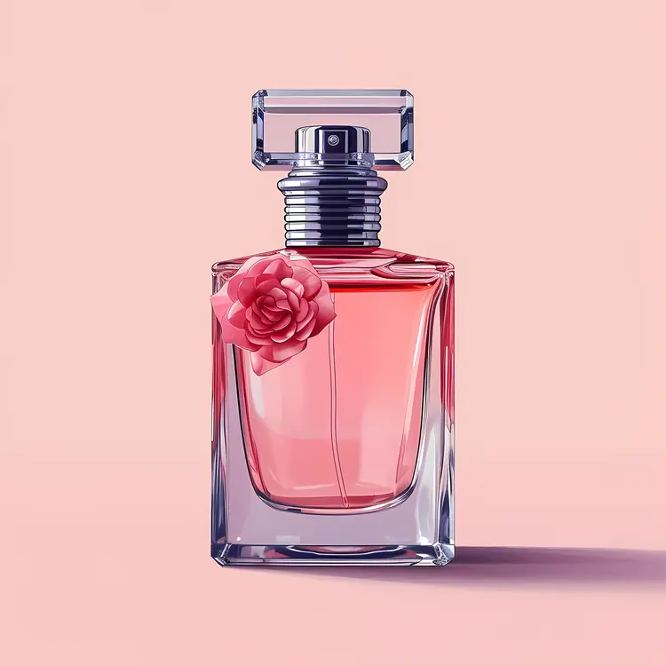 Stylish Pink Perfume Bottle with Flower
