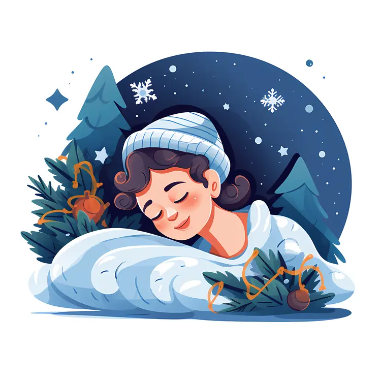 Sleeping Child in Winter Wonderland