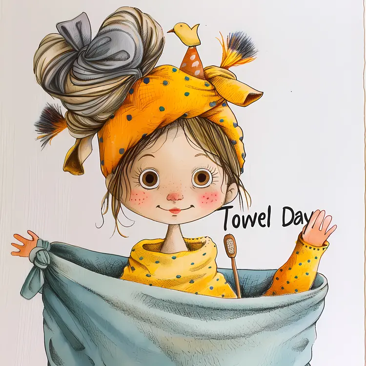 Cute Girl with Towel for Towel Day