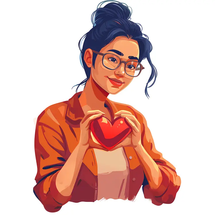 Illustration of Girl Making Heart Gesture
