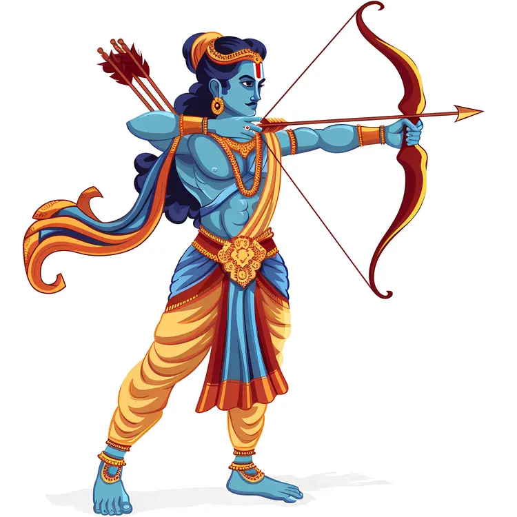 Blue Archer in Mythological Style