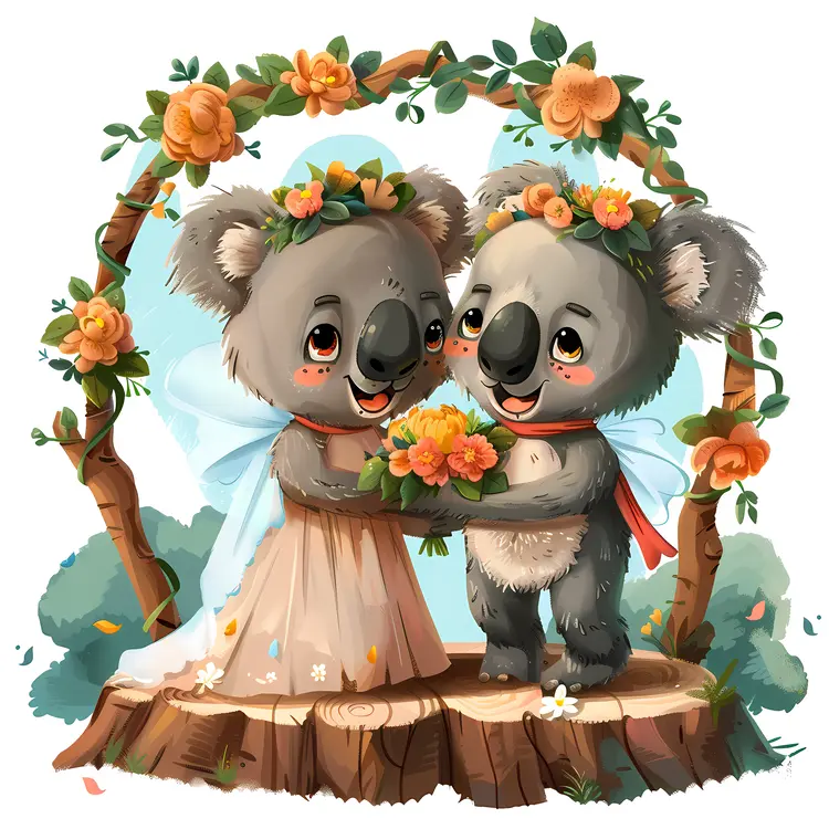 Koalas in Wedding Dress