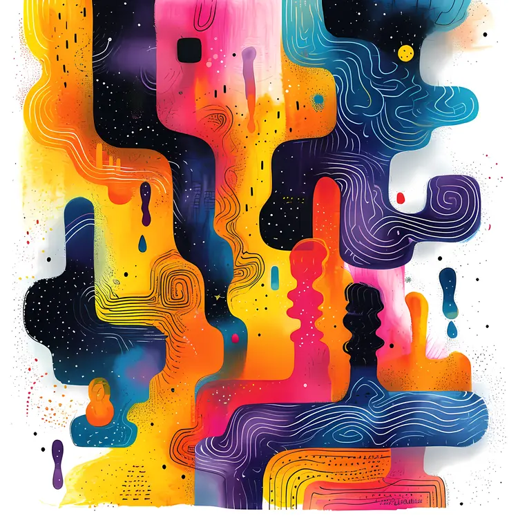 Vibrant Abstract Art with Fluid Forms