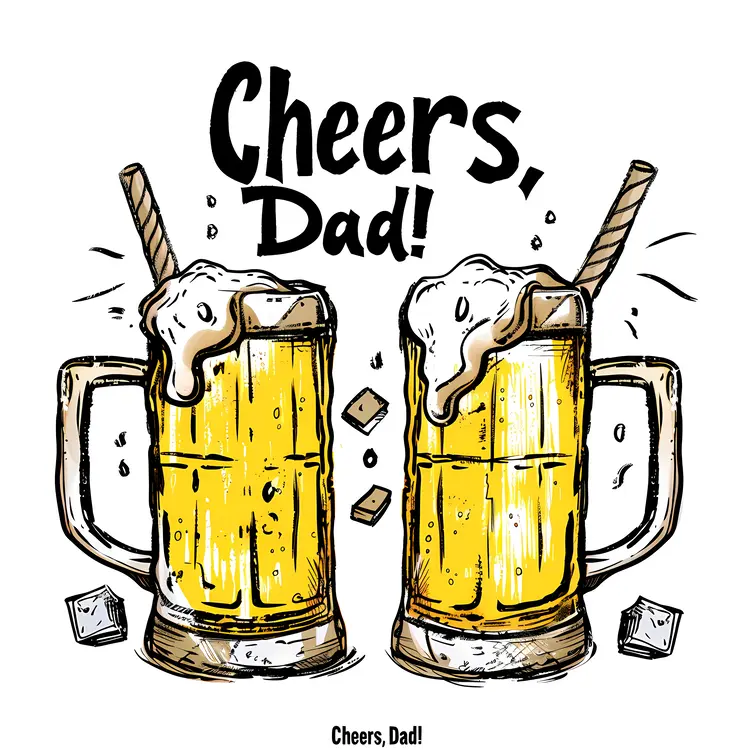 Cheers Dad Beer Mugs Illustration for Father's Day