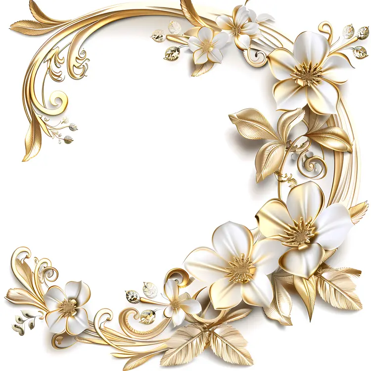Ornate Golden Floral Corner Frame