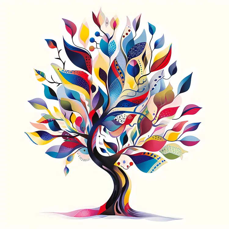 Colorful Abstract Tree with Vibrant Leaves