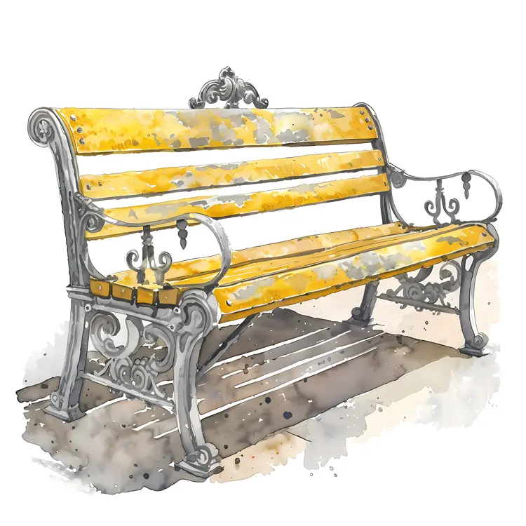 Vintage Yellow Decorative Bench