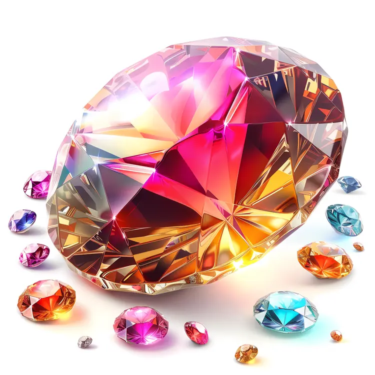 Large Colorful Gem with Smaller Gems