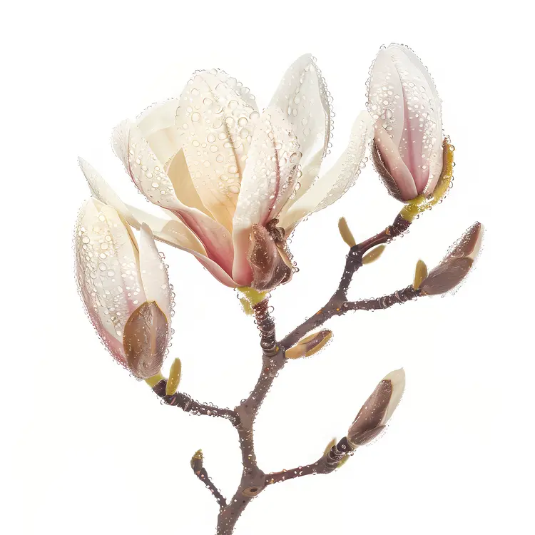 Magnolia Flower with Dew Drops