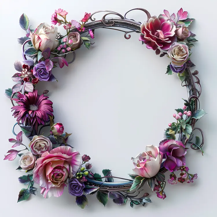 Beautiful Floral Wreath with Purple and Pink Flowers