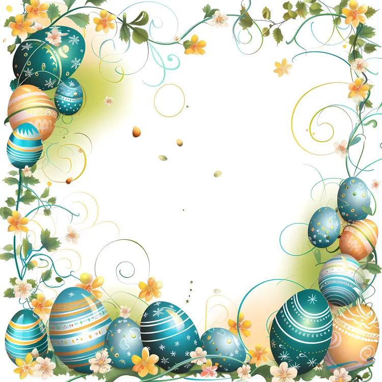 Colorful Easter Eggs with Floral and Vine Decorations