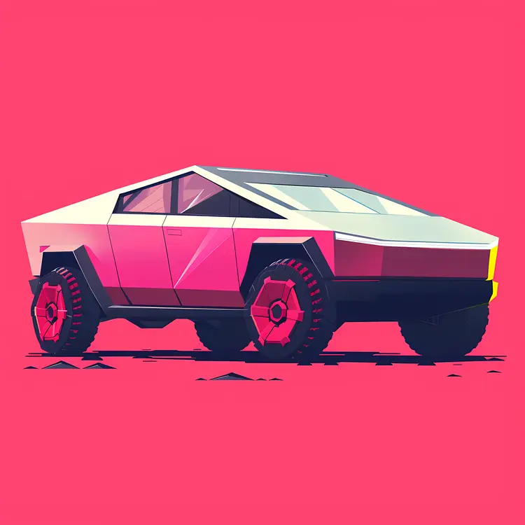 Futuristic Electric Truck in Pink Background