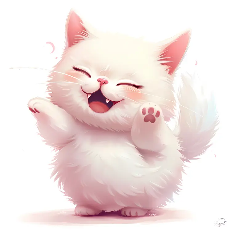 Happy Fluffy Cat