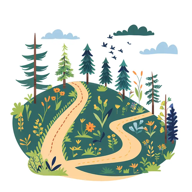 Forest Path with Wildflowers