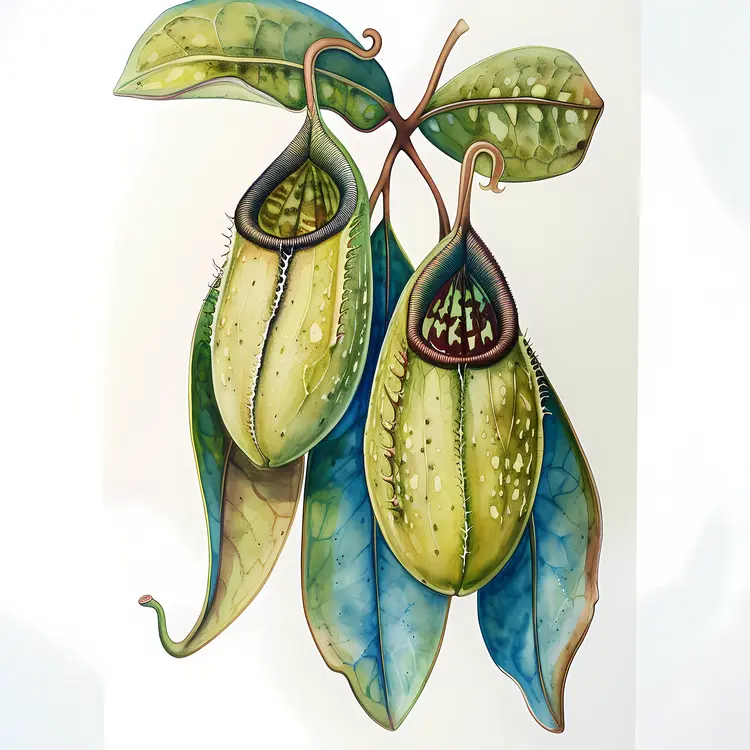 Green Pitcher Plants Illustration