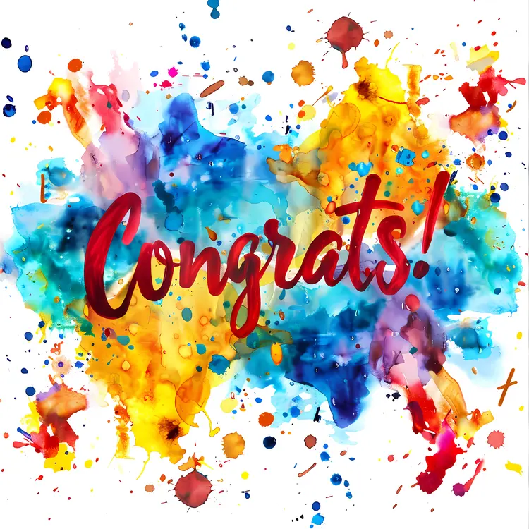 Congrats Text with Colorful Splashes