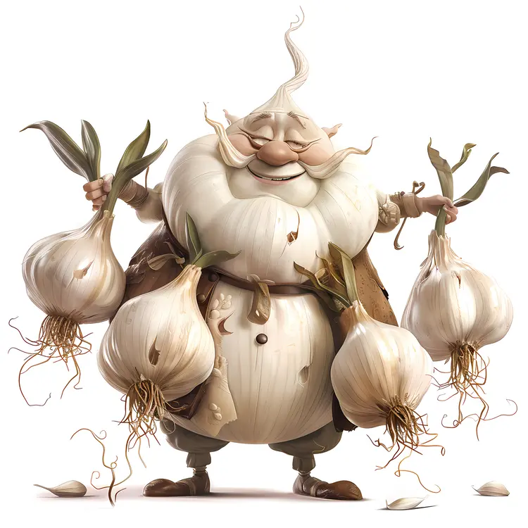 Garlic Character Holding Cloves