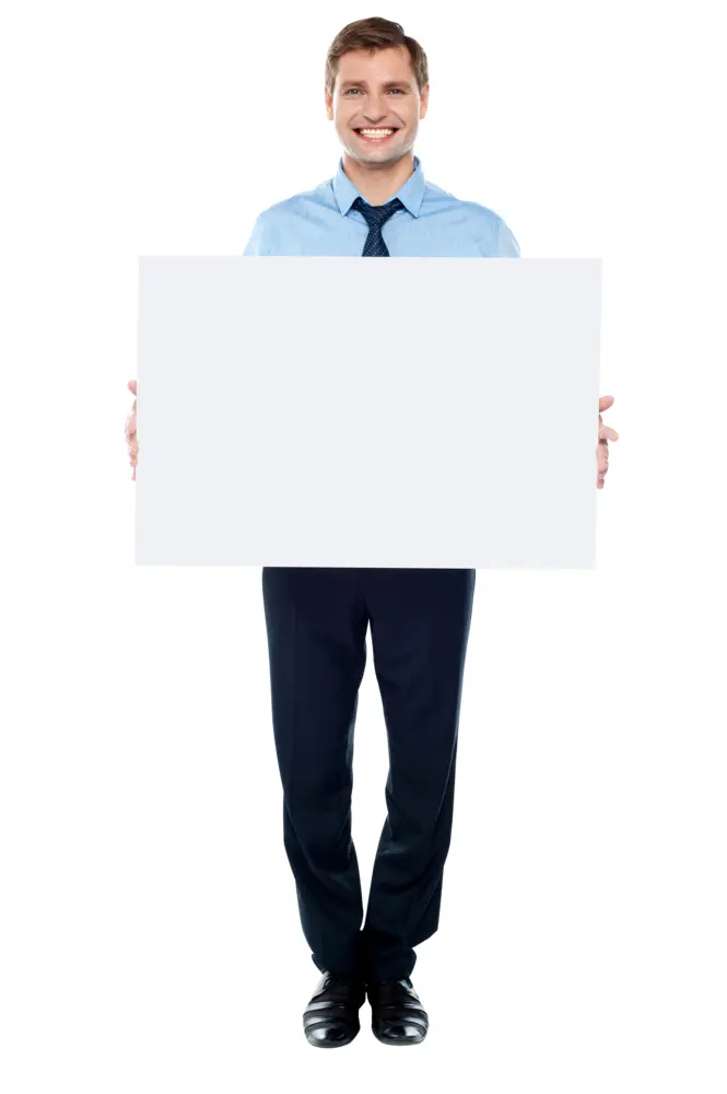 Man Holding Blank Sign