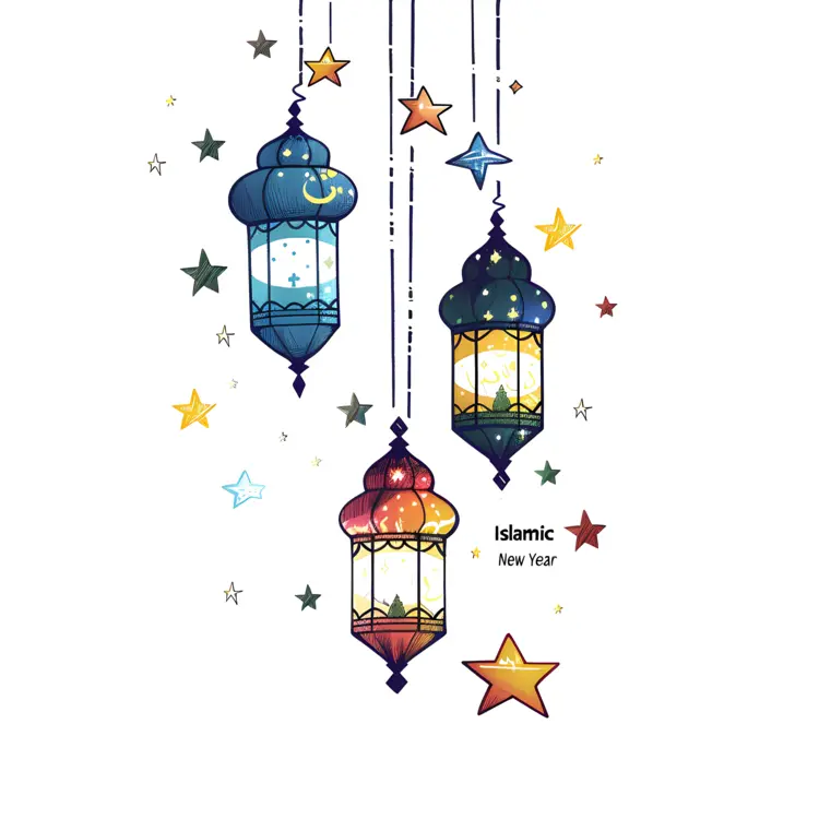 Hanging Islamic New Year Lanterns