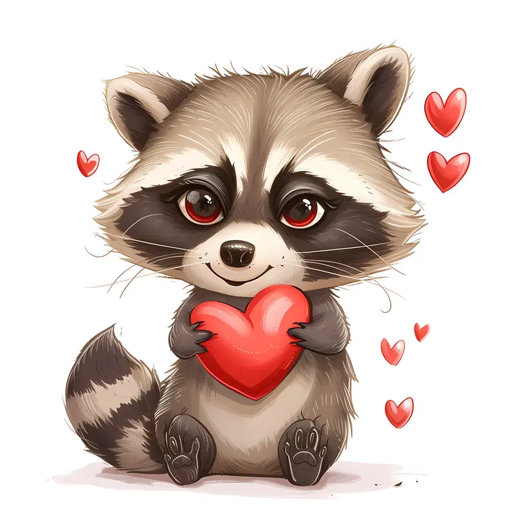Cute raccoon with heart