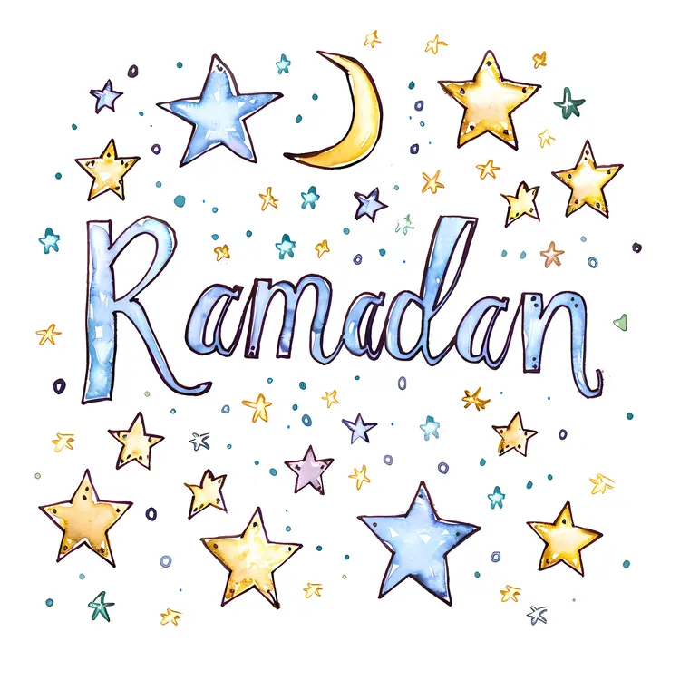 Blue and Yellow Stars for Ramadan Celebration