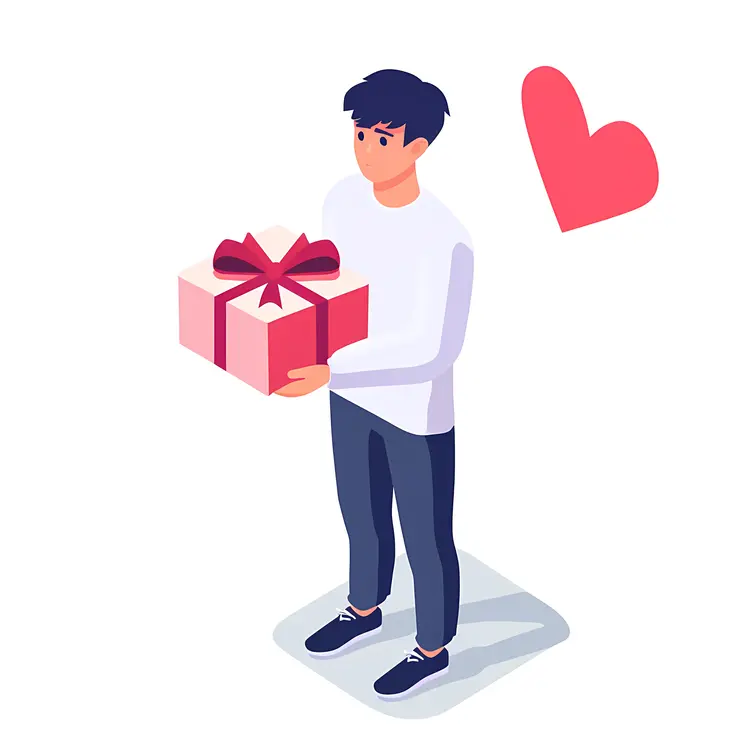 Man Holding Gift Box with Heart