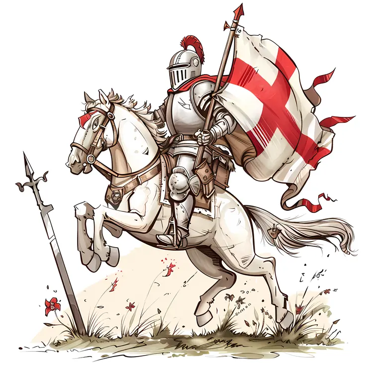 Knight on Horse with Flag in Battle