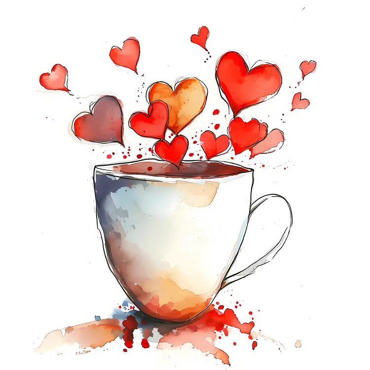 White Cup with Red Hearts