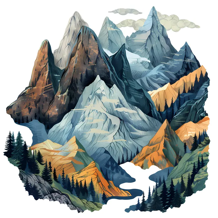 Mountain Range Landscape Illustration