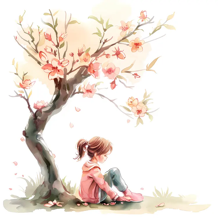Girl Sitting Under a Tree