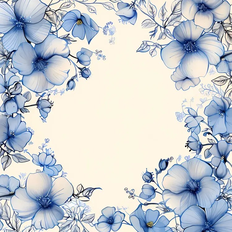 Blue Flowers with Floral Frame