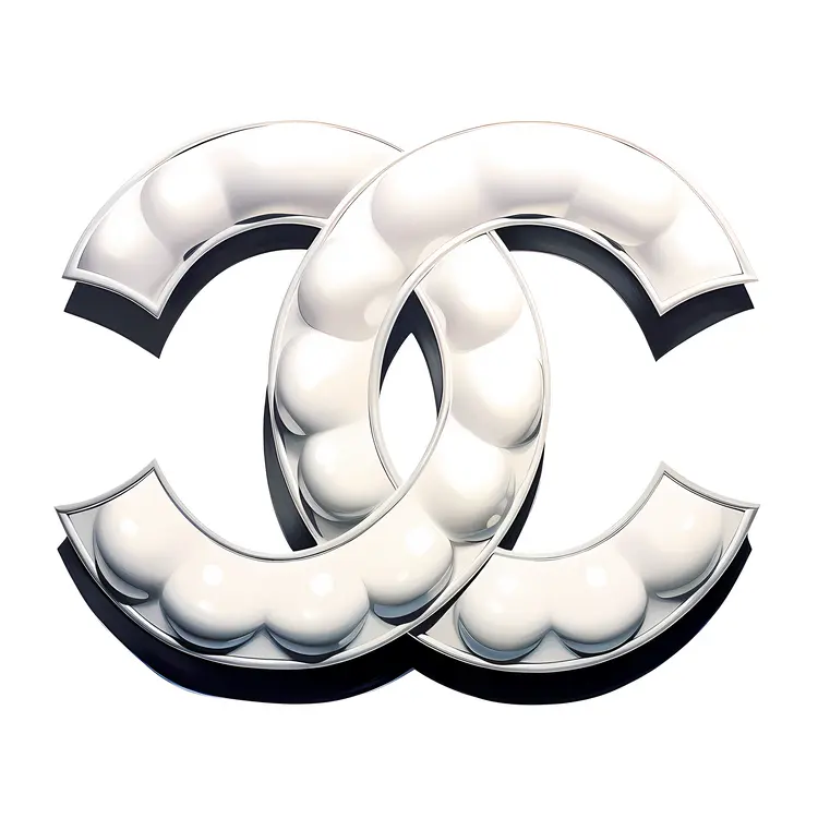 White and Black Chanel Logo with Pearl Accents