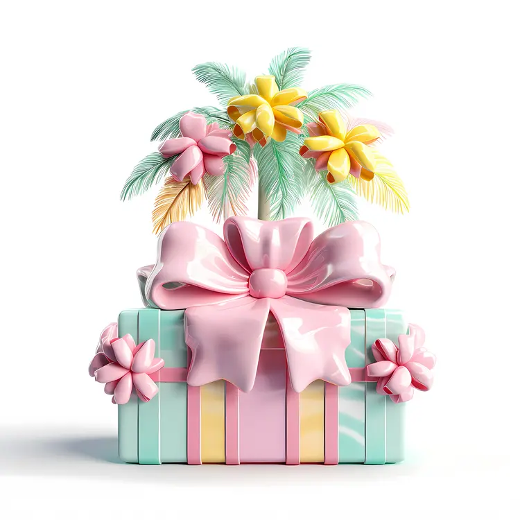 Gift Boxes with Flowers and Palm Tree