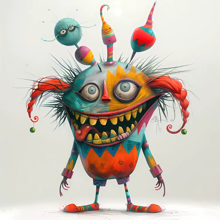 Colorful Monster with Big Teeth