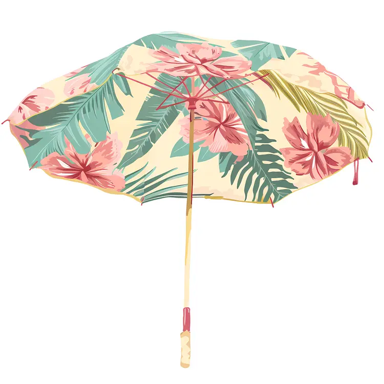 Floral Beach Umbrella for Tropical Vacation