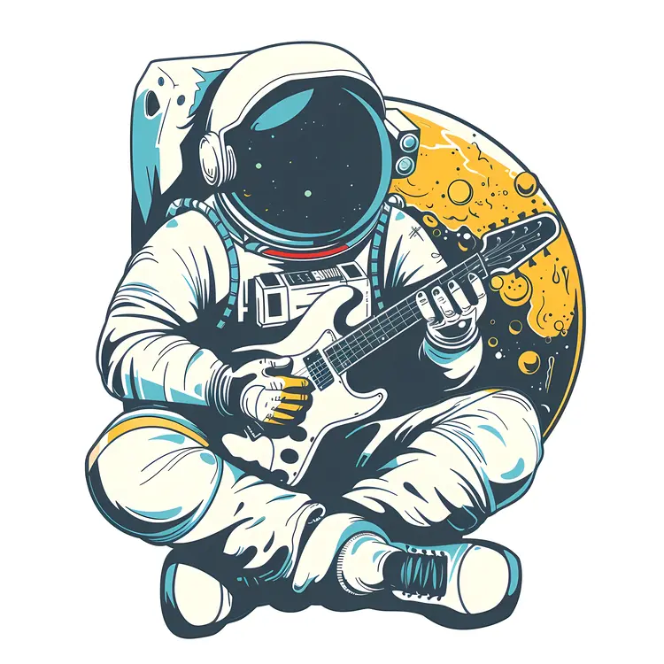 Astronaut Playing Guitar in Space