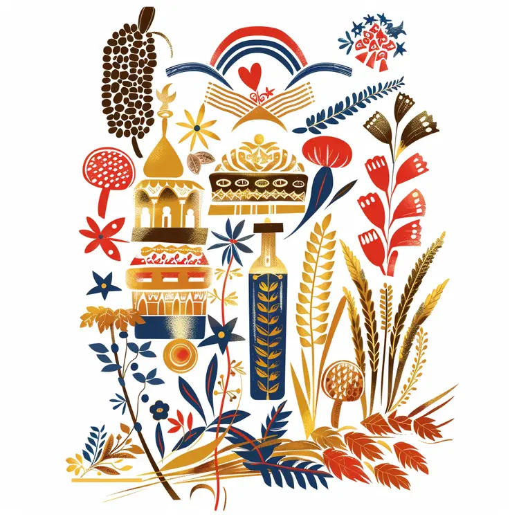 Cultural Symbols and Elements Illustration