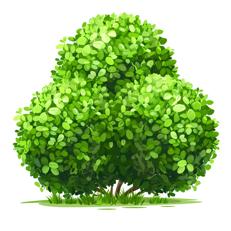 Rounded Green Bush in Garden