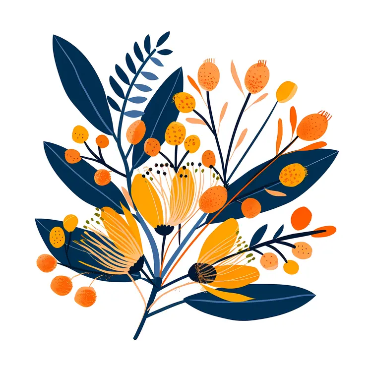 Yellow Flowers in a Floral Arrangement with Blue Leaves